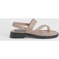 Faith Women's : Isabelle Faux Leather Toe Loop Chunky Flat Sandals in Beige | Size: 5