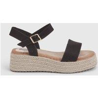 Good For the Sole Women's : Elodie Textile Medium Wedge Sandals in Black | Size: 6