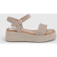 Good For the Sole Women's : Elodie Textile Medium Wedge Sandals in Taupe | Size: 8