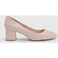 Good For the Sole Women's : Bea Faux Patent Leather Medium Block Heel Court Shoes in Blush | Size: 5