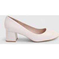 Good For the Sole Women's : Bea Faux Patent Leather Medium Block Heel Court Shoes in White | Size: 4
