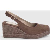 Dorothy Perkins Women's Reggie Closed Toe Slingback High Espadrille Wedges in Chocolate | Size: 6