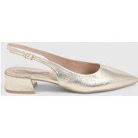 Dorothy Perkins Women's Tamara Low Block Heel Slingback Pointed Ballerinas in Gold | Size: 3