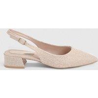 Dorothy Perkins Women's Tamara Low Block Heel Slingback Pointed Ballerinas in Champagne | Size: 3
