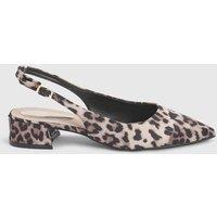 Dorothy Perkins Women's Tamara Low Block Heel Slingback Pointed Ballerinas in Leopard | Size: 4