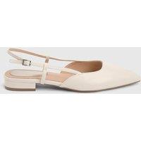 Dorothy Perkins Women's Bianca Faux Leather Pointed Sling Back Flats in Beige | Size: 4