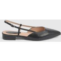 Dorothy Perkins Women's Bianca Faux Leather Pointed Sling Back Flats in Black | Size: 7