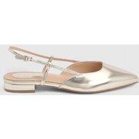 Dorothy Perkins Women's Bianca Faux Leather Pointed Sling Back Flats in Gold | Size: 3
