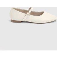 Dorothy Perkins Women's Claire Faux Leather Buckle Flat Ballerinas in White | Size: 6