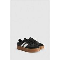 Dorothy Perkins Women's Tony Faux Leather Lace Up Chunky Trainers in Black | Size: 5