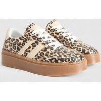 Dorothy Perkins Women's Tony Faux Leather Leopard Print Lace Up Chunky Trainers | Size: 4
