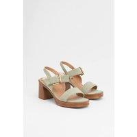 Good For the Sole Women's : Lessie Faux Suede High Block Heel Strap Sandals in Green | Size: 6