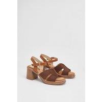 Good For the Sole Women's : Temi Faux Suede Open Toe High Heeled Sandals in Chocolate | Size: 7