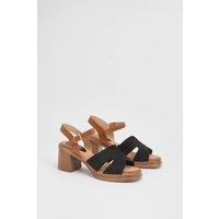 Good For the Sole Women's : Temi Faux Suede Open Toe High Heeled Sandals in Natural Black | Size: 4