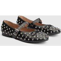 Faith Women's : Gracie Faux Leather Diamante Studded Mary Jane Ballerinas in Black | Size: 4