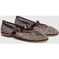 Faith Women's : Maddie Jelly Diamante Mary Jane Ballerinas in Chocolate | Size: 5
