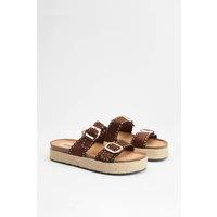 Faith Women's : Daphne Faux Suede Double Boucle Footbed Sandals in Chocolate | Size: 4