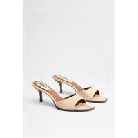 Faith Women's : Clair Faux Suede High Heeled Mules in Beige | Size: 5