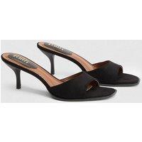 Faith Women's : Clair Faux Suede High Heeled Mules in Natural Black | Size: 3