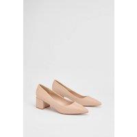 Good For the Sole Women's : Rebecca Faux Leather Block Heel Court Shoes in Beige | Size: 7