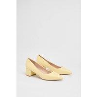 Good For the Sole Women's : Rebecca Faux Leather Block Heel Court Shoes in Lemon | Size: 7