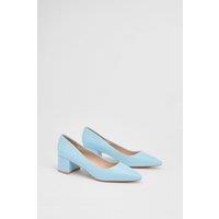 Good For the Sole Women's : Rebecca Faux Leather Block Heel Court Shoes in Light Blue | Size: 6