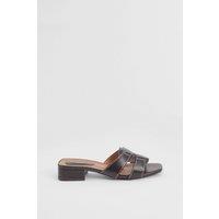Wallis Women's Lyla Faux Leather Interwoven Low Block Heeled Mules in Black | Size: 4