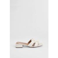 Wallis Women's Lyla Faux Leather Interwoven Low Block Heeled Mules in White | Size: 7