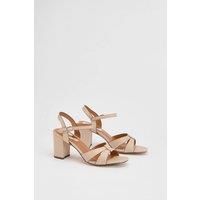 Wallis Women's Sarah Faux Leather Block Heel Open Toe Sandals in Beige | Size: 5
