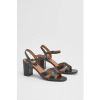 Wallis Women's Sarah Faux Leather Block Heel Open Toe Sandals in Black | Size: 7