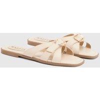 Wallis Women's Becky Faux Leather Cross Strap Metal Detail Flat Sliders in Off-White | Size: 7