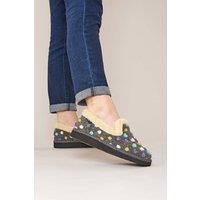 Moshulu Women's 'Peanut Brittle' Spotty Full Slippers in Dark Grey | Size: 9