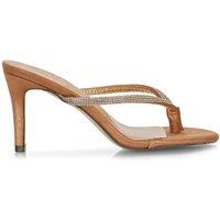 XY London Women's 'Tiami' Thong Strap Slip On Stiletto Diamante Heeled Sandal Mules in Rose Gold | Size: 7