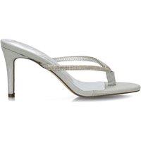 XY London Women's 'Tiami' Thong Strap Slip On Stiletto Diamante Heeled Sandal Mules in Silver | Size: 8