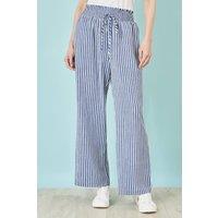 Yumi Women's Stripe Relaxed Trousers in Blue | Size: 10