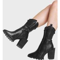 Lamoda Women's Running Circles Black PU Ankle Boots for Women Stylish Platform | Size: 4