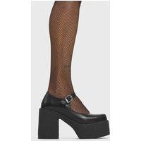 Lamoda Women's Genius Black PU Platform Heels Chic Slip-On Stylish Comfort Shoes Mode | Size: 4