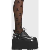 Lamoda Women's Tasty Black PU Chunky Platform Heels Trendy Fashion Statement | Size: 6