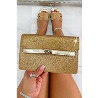 Love Lemonade Women's Crystal Rhinestone Chain Strap Evening Clutch Bag in Gold