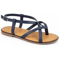 Savannah Women's Multi Strap Toe Post Sandal with Buckle Fastening in Dark Blue | Size: 3