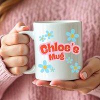 Aye Do Gifts Women's Personalised Blue Daisy Name Mug Gift