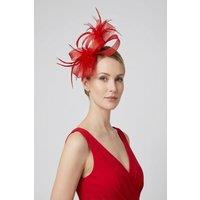 Vellin Women's Loop Bow Feather Fascinator Headband Wedding & Race Day in Red