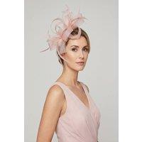 Vellin Women's Loop Bow Feather Fascinator Headband Wedding & Race Day in Light Pink