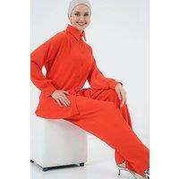Big Dart Women's Oversized Shirt & Pants Two-Piece Coord Set in Burnt Orange | Size: Medium