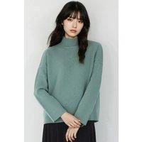 MyFashion Women's Oversized Half Turtleneck Knit Sweater in Pale Green