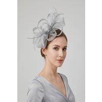 Vellin Women's Loop Bow Feather Fascinator Headband Wedding & Race Day in Silver