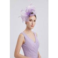 Vellin Women's Loop Bow Feather Fascinator Headband Wedding & Race Day in Lilac