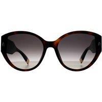 Furla Women's Cat Eye Shiny Dark Havana Smoke Grey Gradient SFU784 in Brown