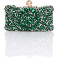 AJVANI Women's Diamante Embellished Gem Party Evening Prom Clutch Bag in Green