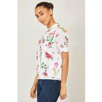 Yumi Women's White Cotton Broderie Anglaise Floral Shirt | Size: 12